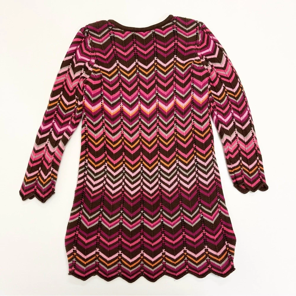 Hanna Andersson Knit Crochet Chevron Striped Dress 110 cm